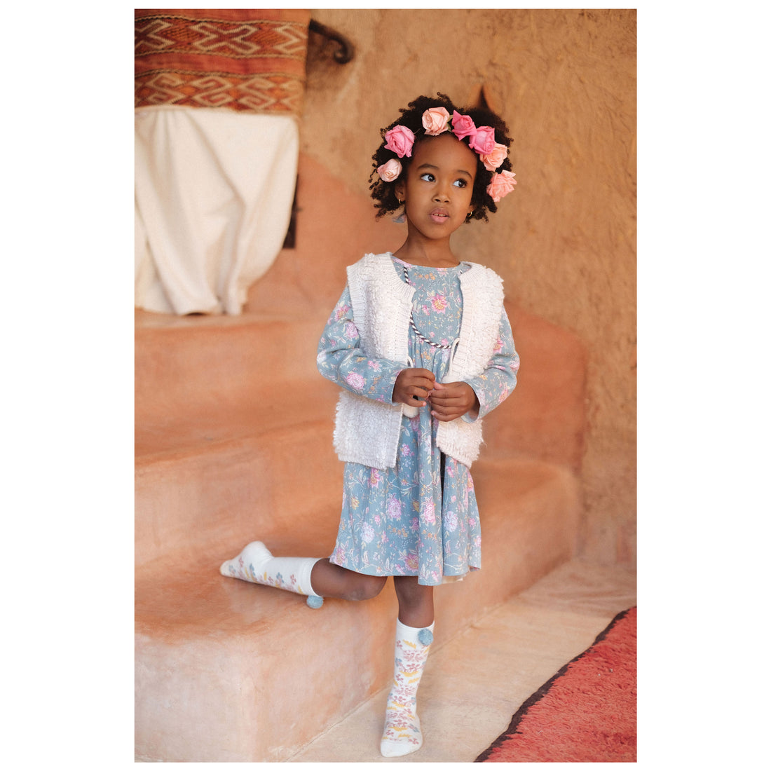 Louise Misha Blue Rosa Damascena Roulotta Dress