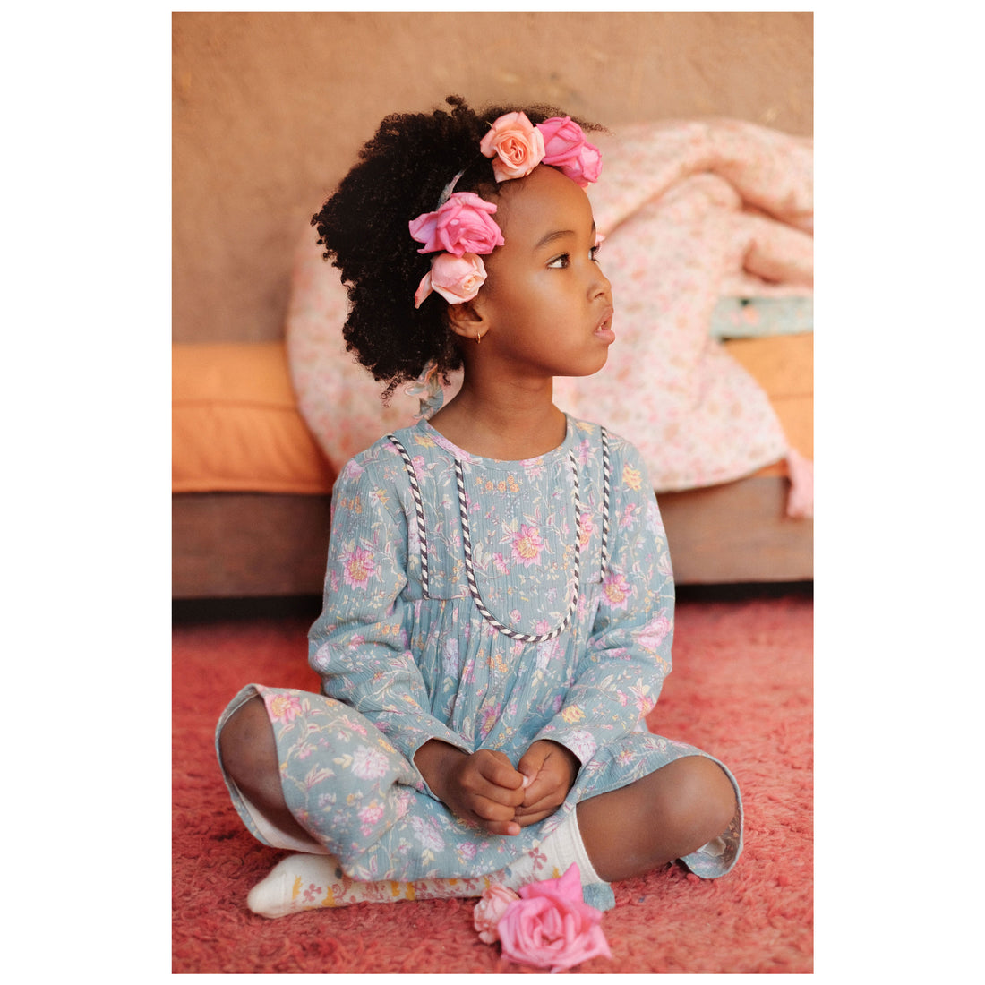 Louise Misha Blue Rosa Damascena Roulotta Dress