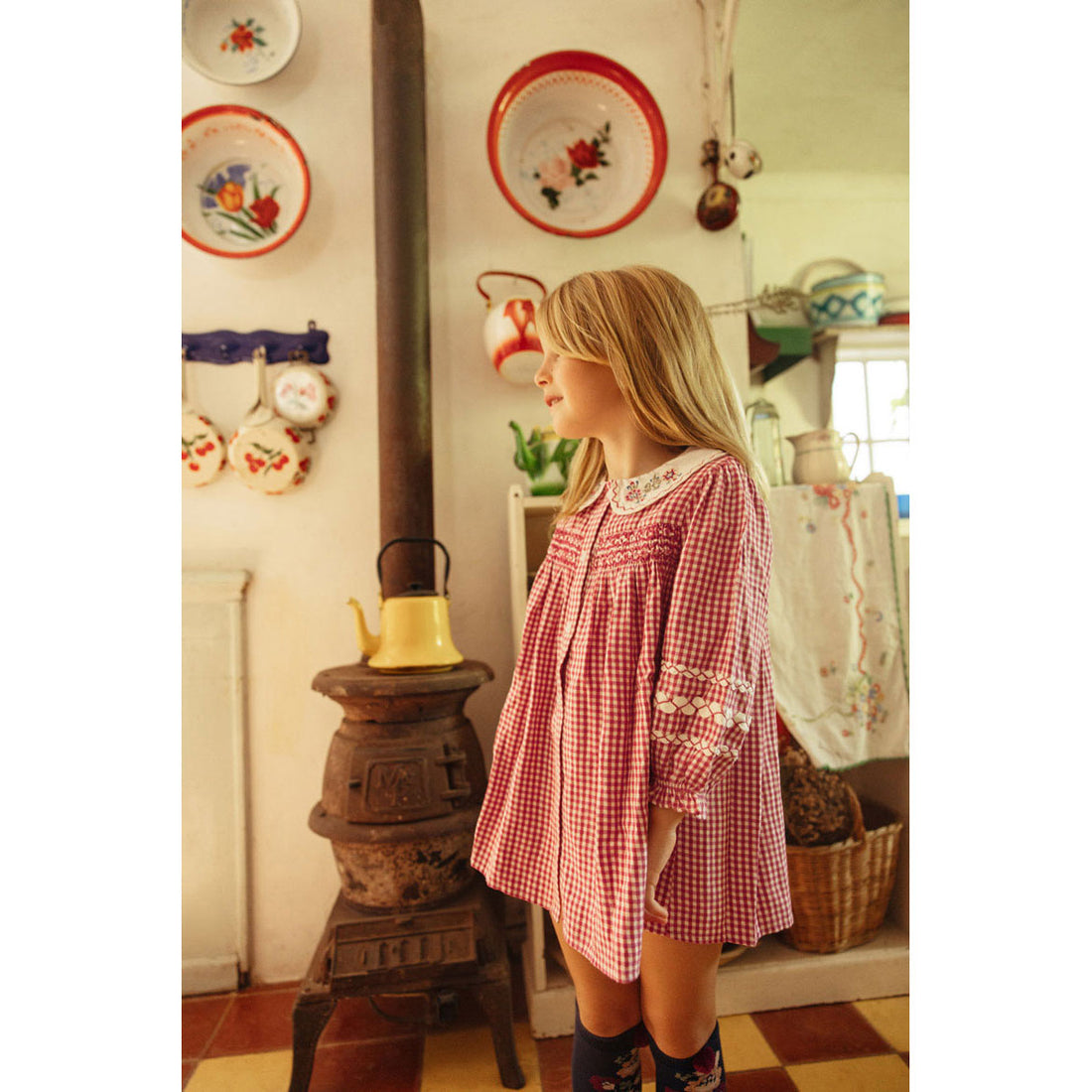 Louise Misha Raspberry Checks Delina Dress