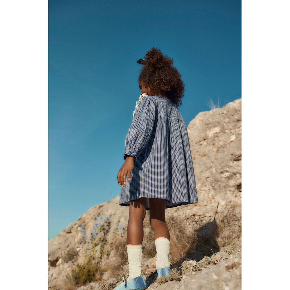 Louise Misha Indigo Cozy Checks Hyacinte Dress