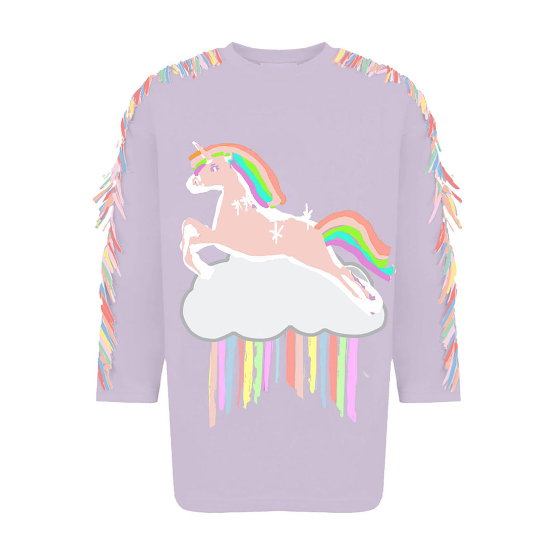 Stella Mccartney Purple Unicorn Fleece Fringed Dress