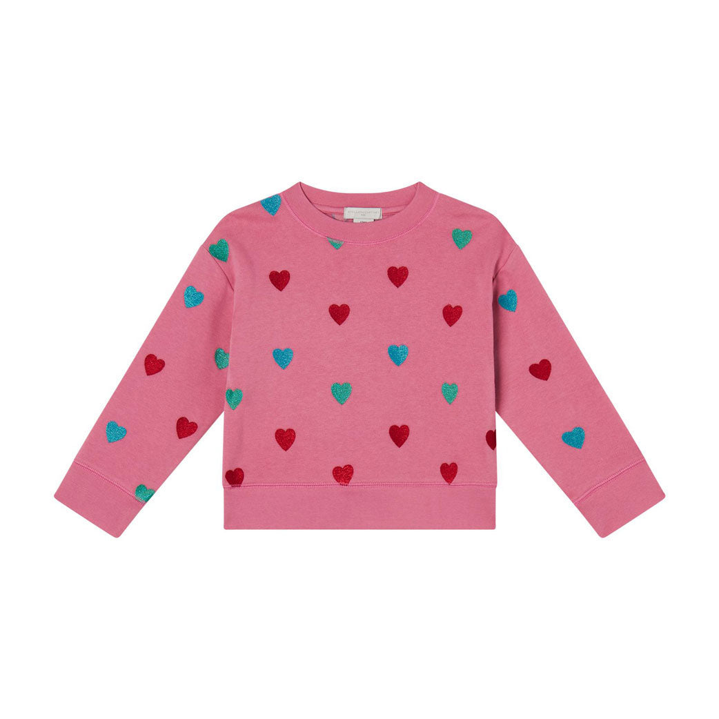 Stella Mccartney Pink Glittery Hearts Sweatshirt