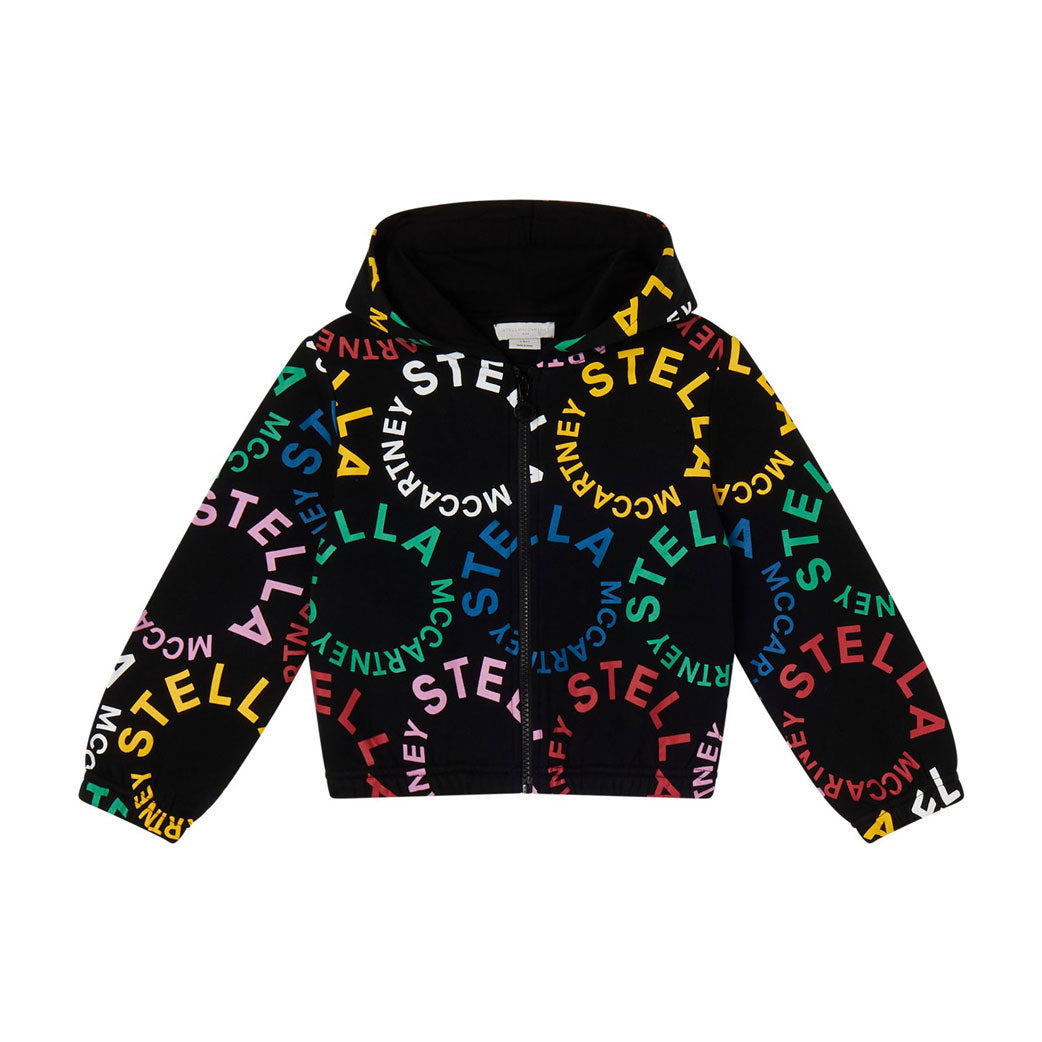 Stella Mccartney Black Graphic Logo Zip Up Hoodie