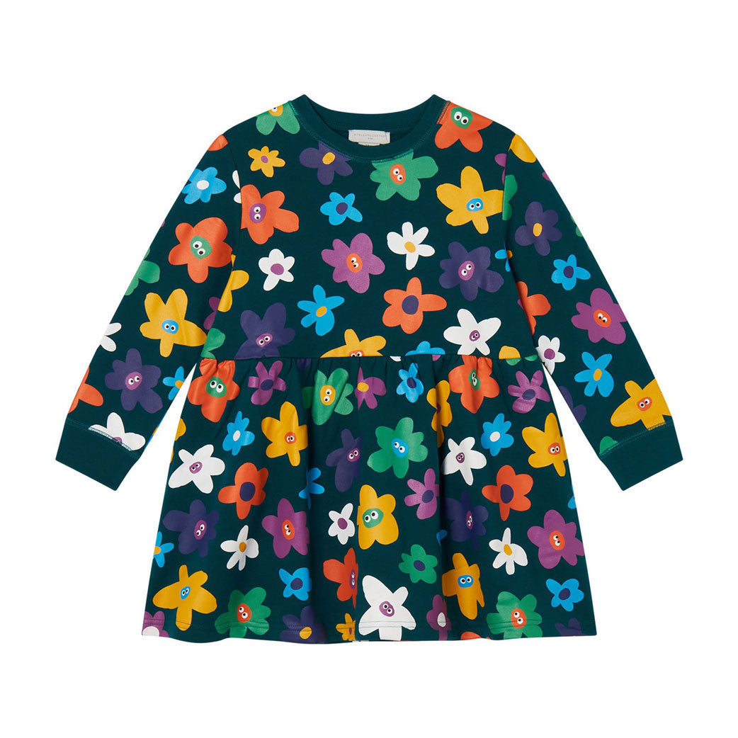 Stella Mccartney Green Multi Folk Daisies Fleece Dress