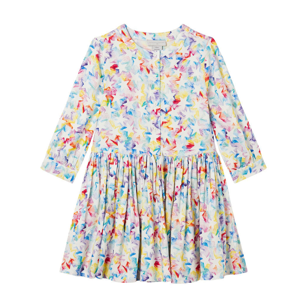 Stella Mccartney Multi Ls Rainbow Stars Viscose Twill Dress