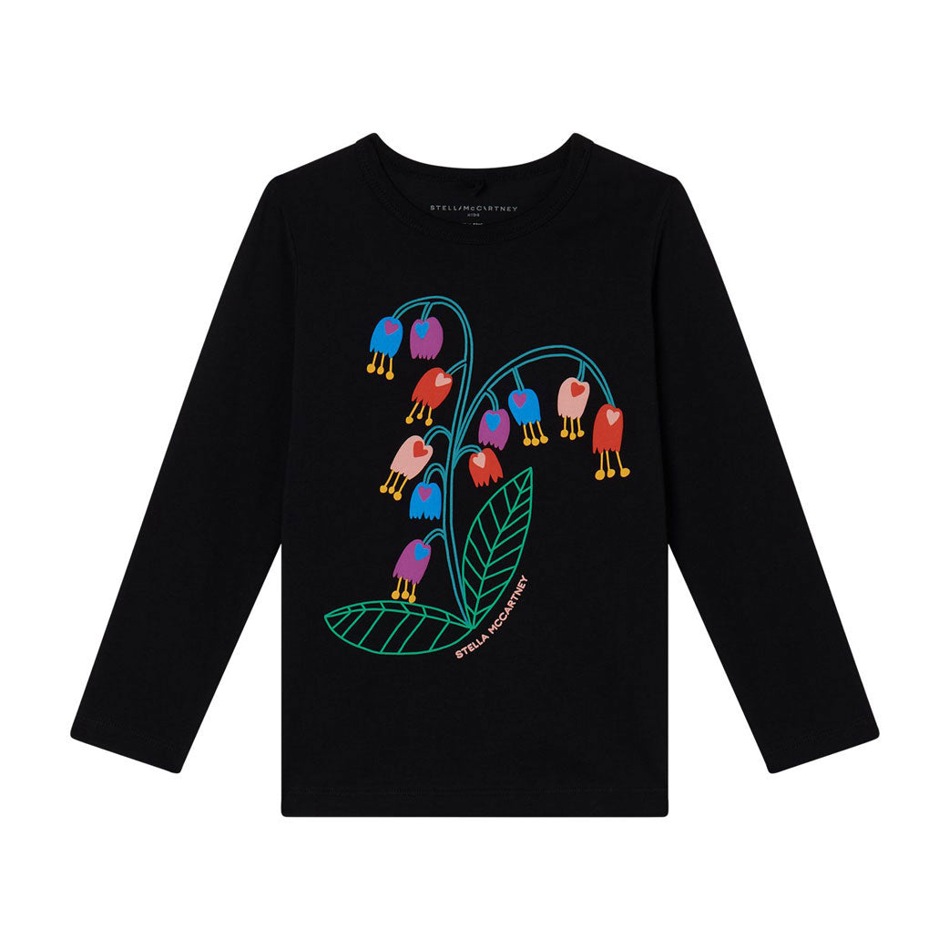 Stella Mccartney Black Bluebell Flower Print Tee