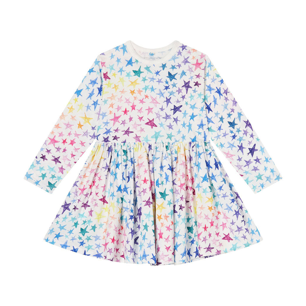Stella Mccartney White Multicolor Scribble Stars Jersey Dress