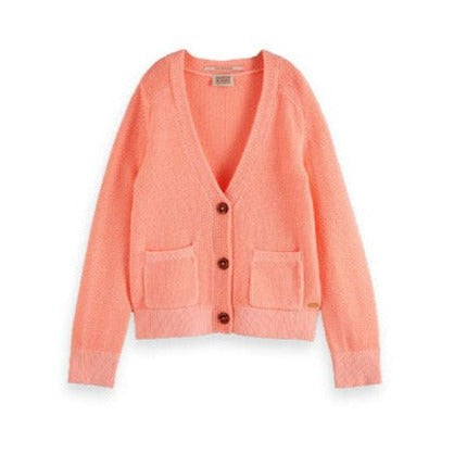 Scotch Shrunk  Flower Neon Waffle Knit Cardigan