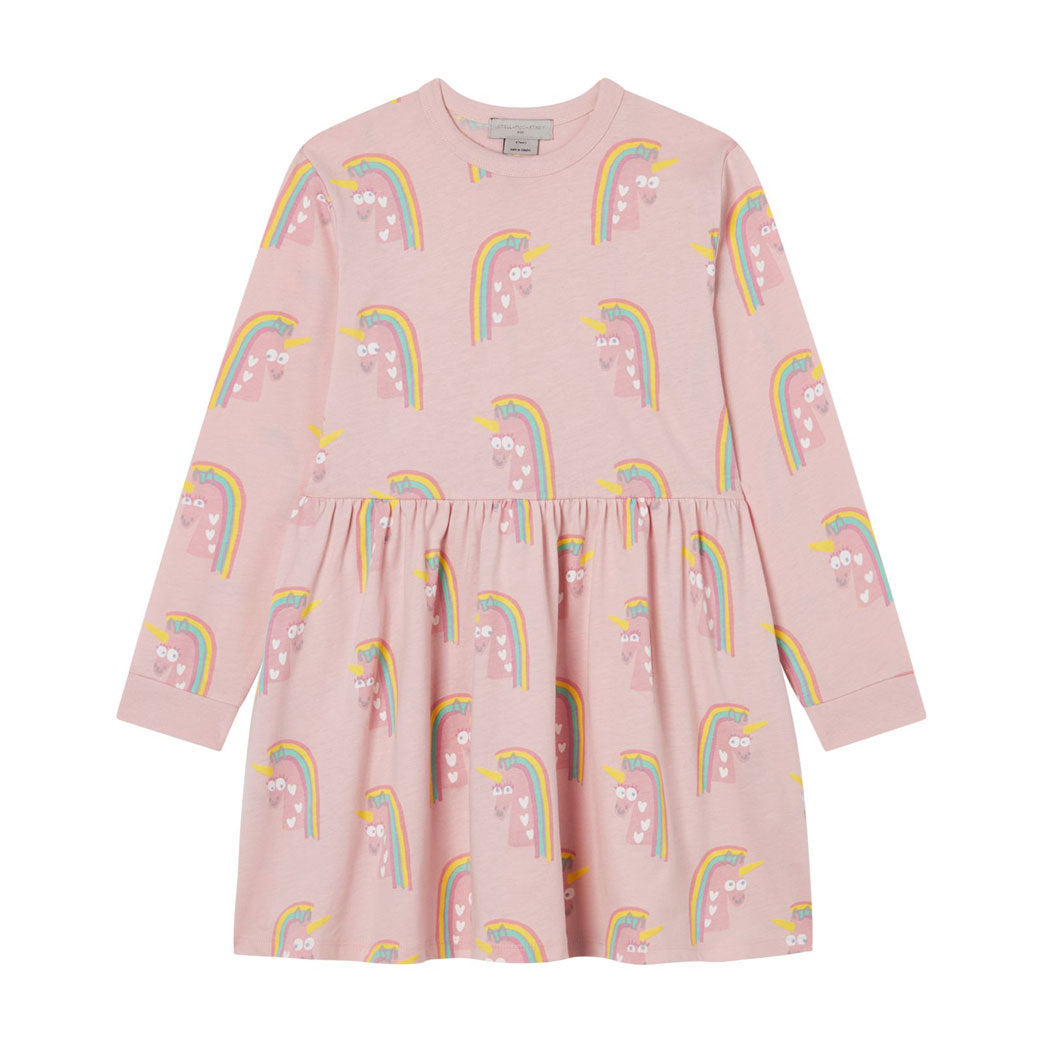 Stella Mccartney Pink Rainbow Unicorns Jersey Dress