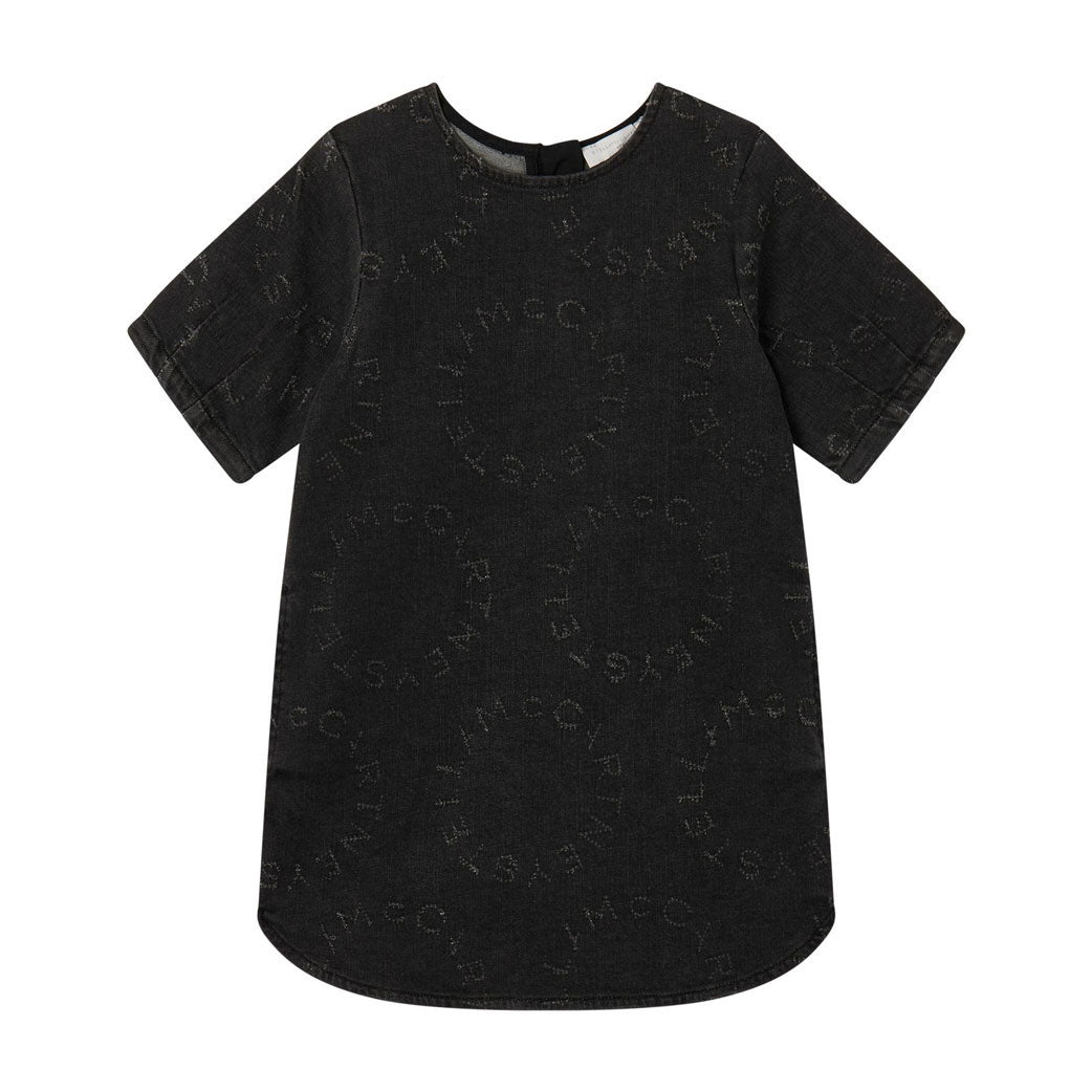 Stella Mccartney Black Distressed Logo Denim Dress