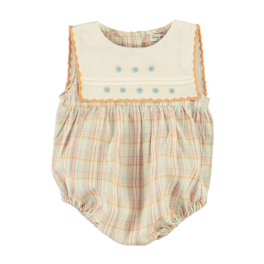 Bebe Organic Lagoon Checks Giulia Romper