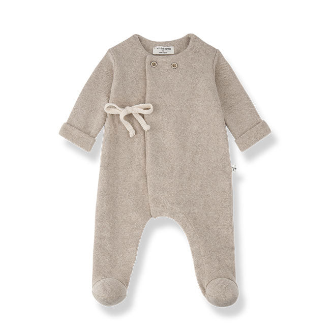 1+ In The Family Beige Havre Footed Jumpsuit