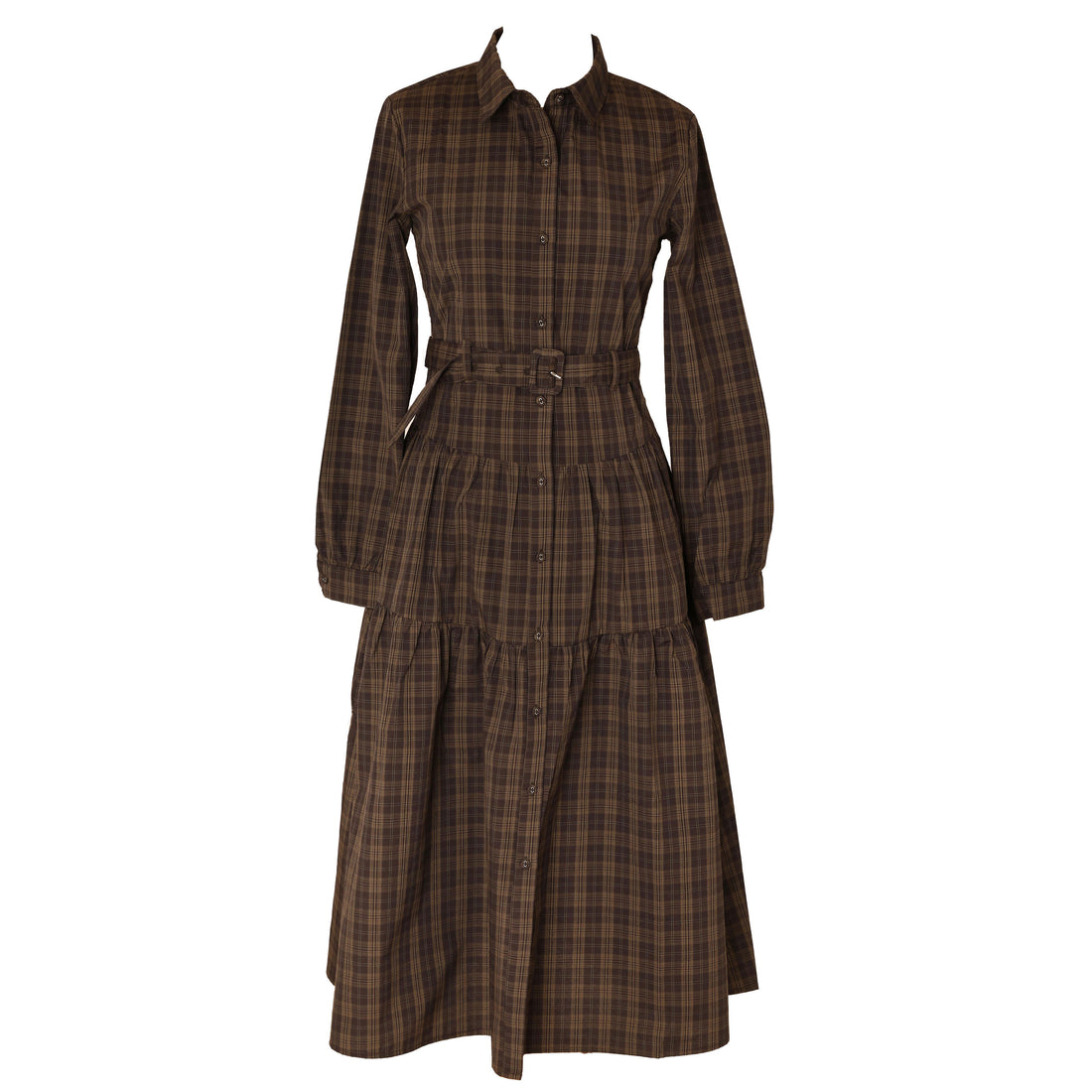 HEV Brown Plaid Shirt Dress