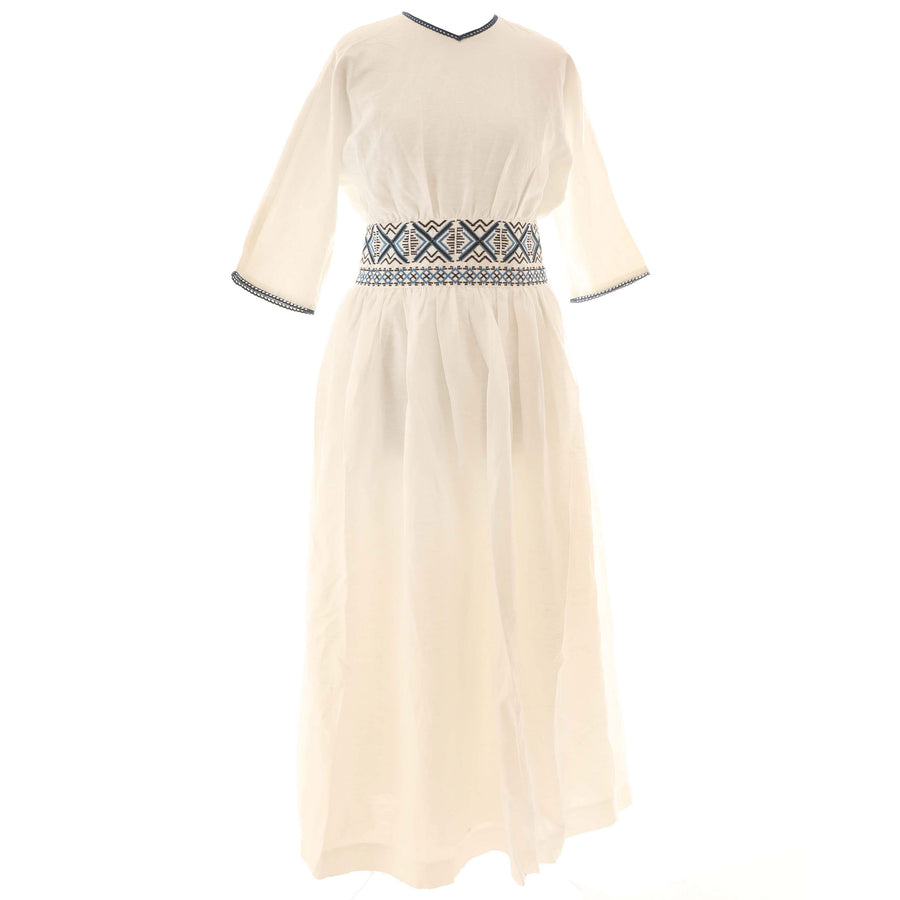 HEV White Embroidered Waist Dress