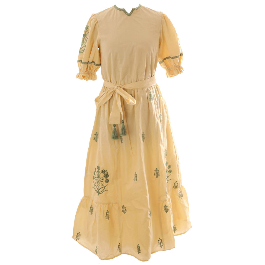 green emerald velvet dress Yellow Floral Bridal Wedding Gown for Bride & Bridesmaid Yellow / Floor Length / US6 main image 1