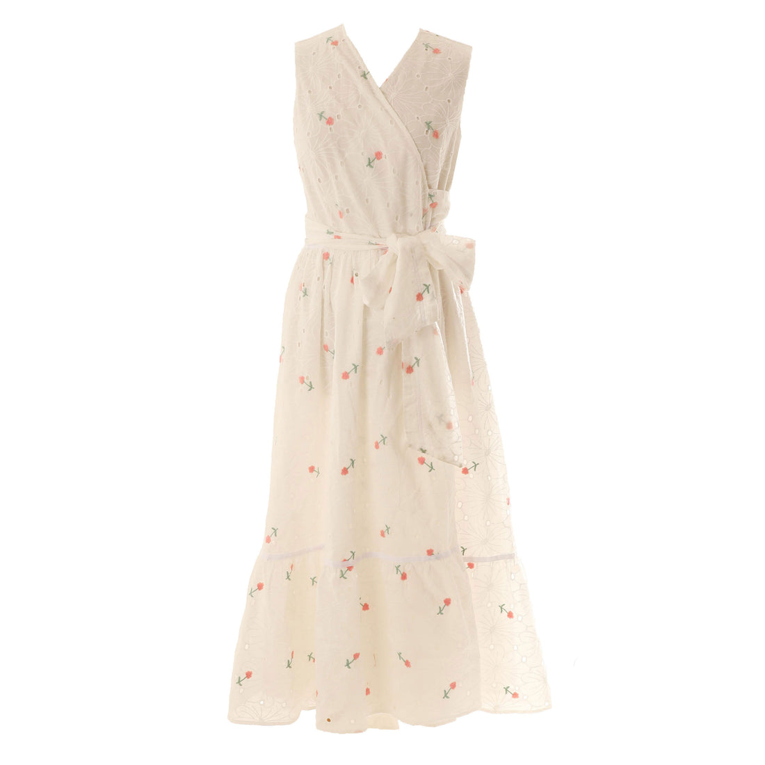 HEV Pink Eyelet Wrap High Low Dress