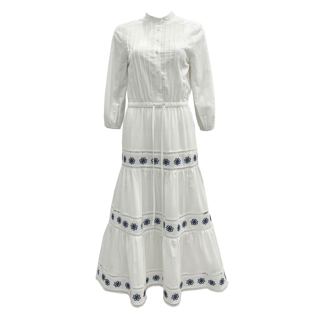 HEV Ivory Embroidred Cotton Dress
