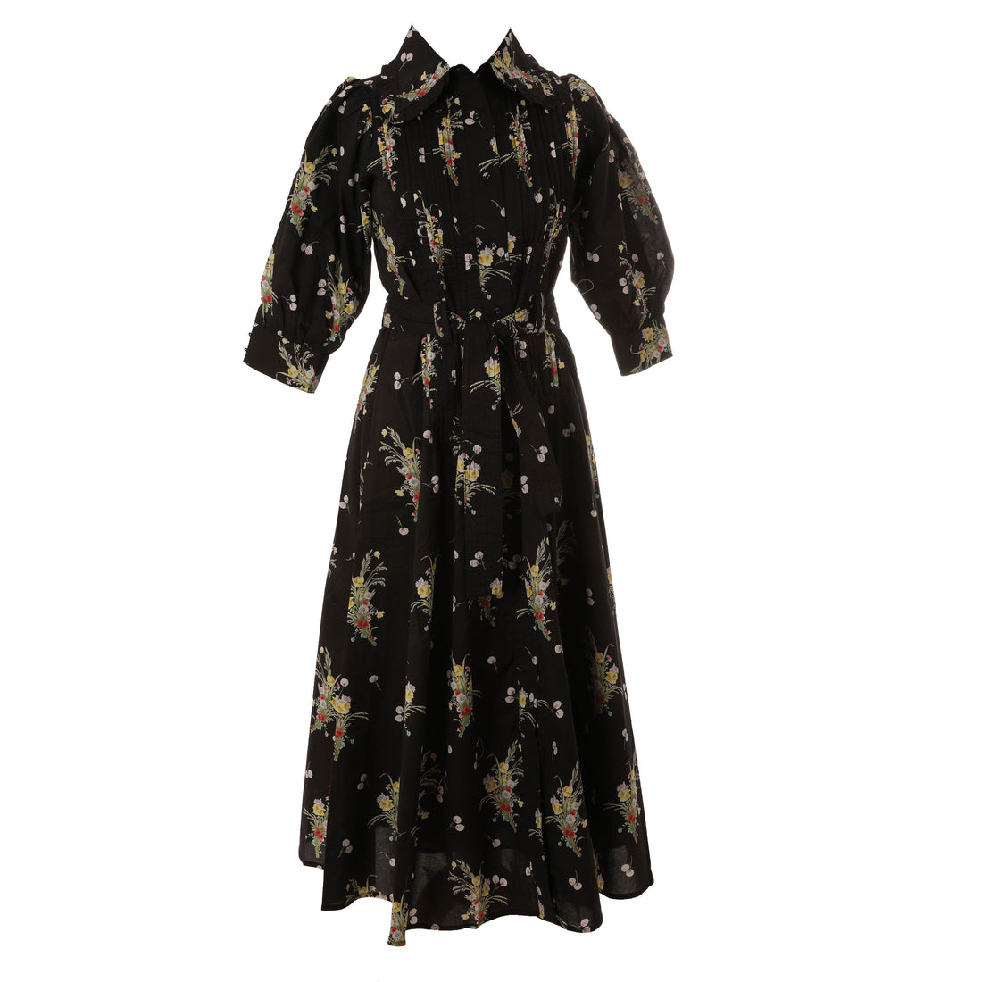 HEV Black Belted Tuck Dress
