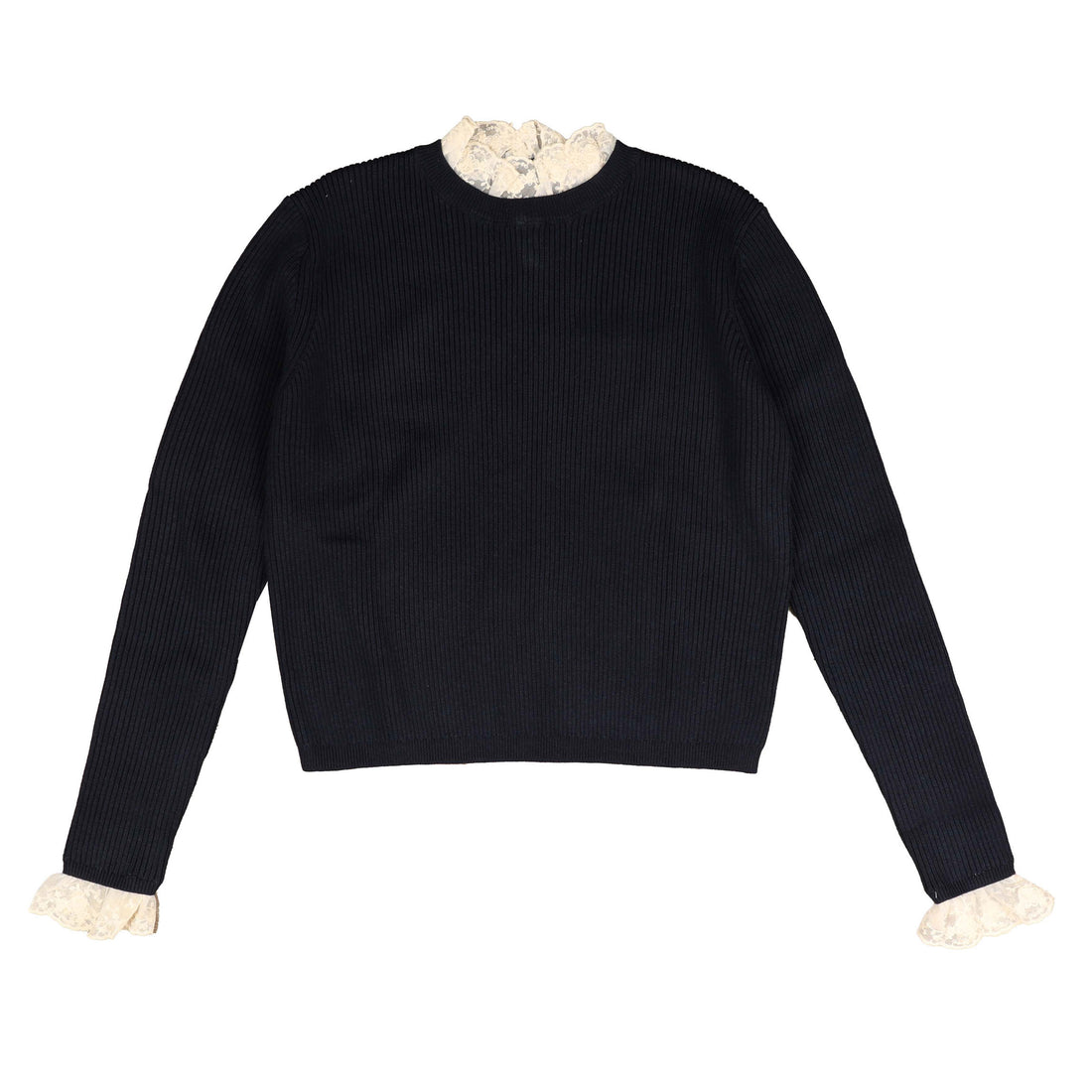 HEV Navy Lace Neck Knit