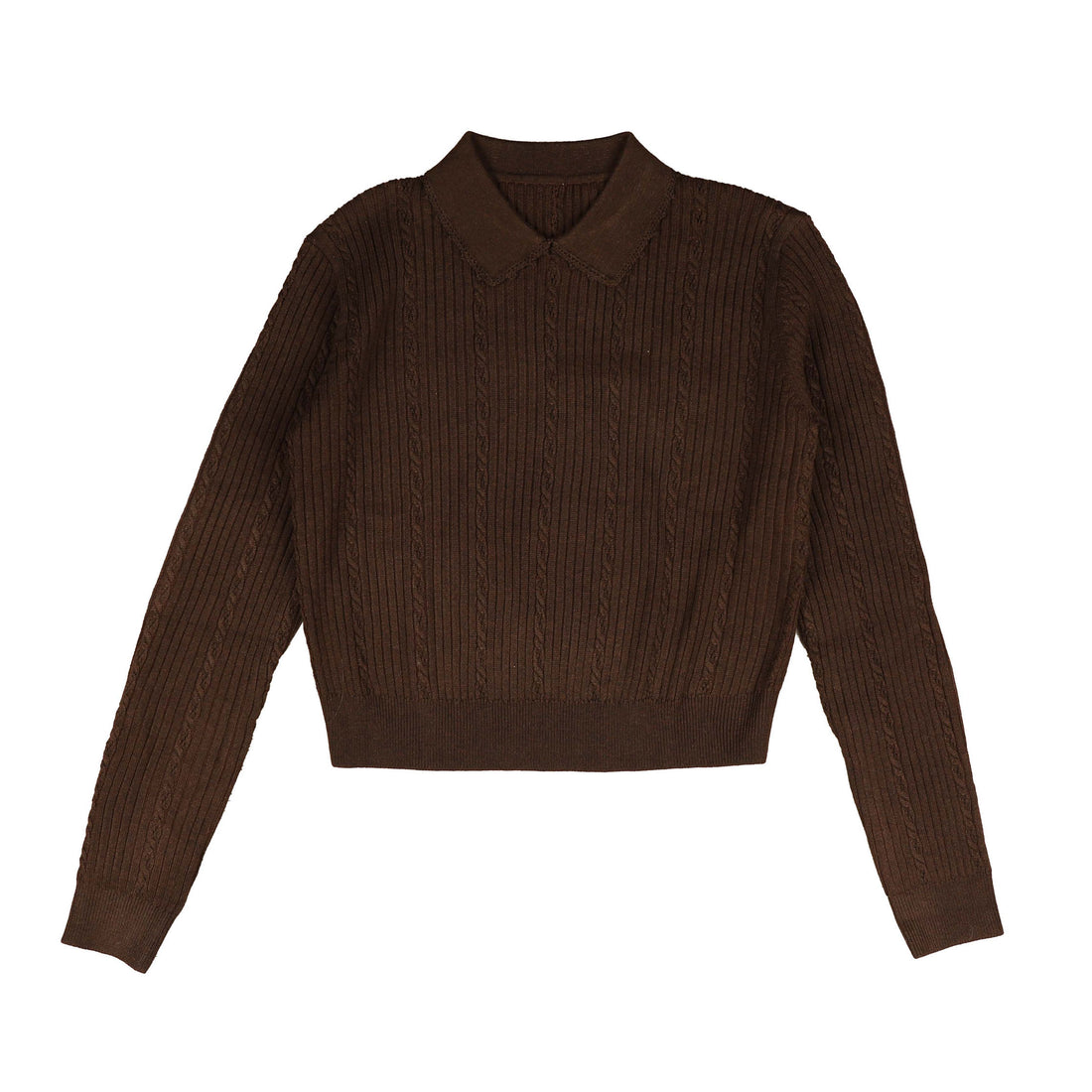 HEV Brown Textured Collar Knit