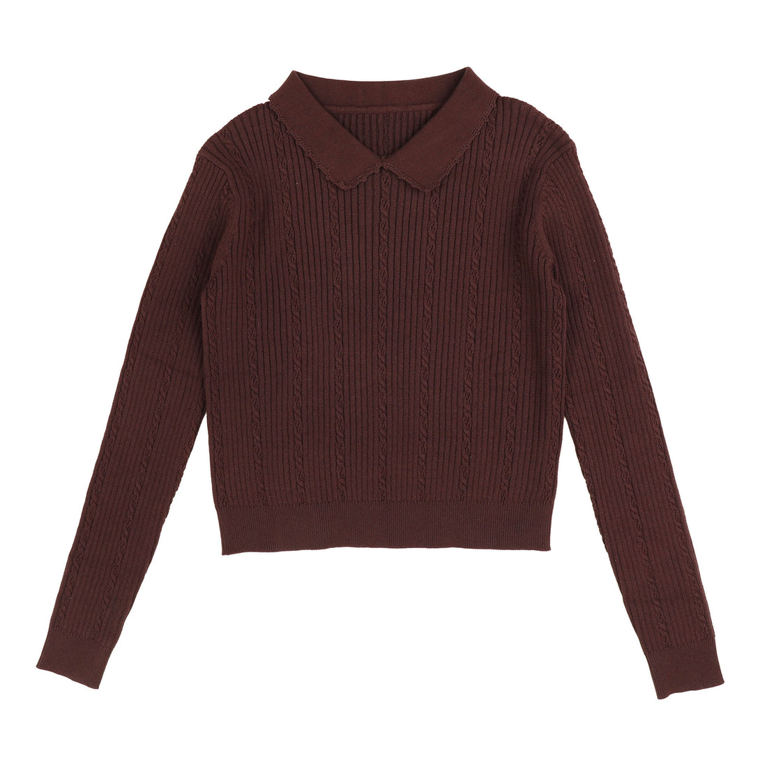 HEV Plum Textured Collar Knit