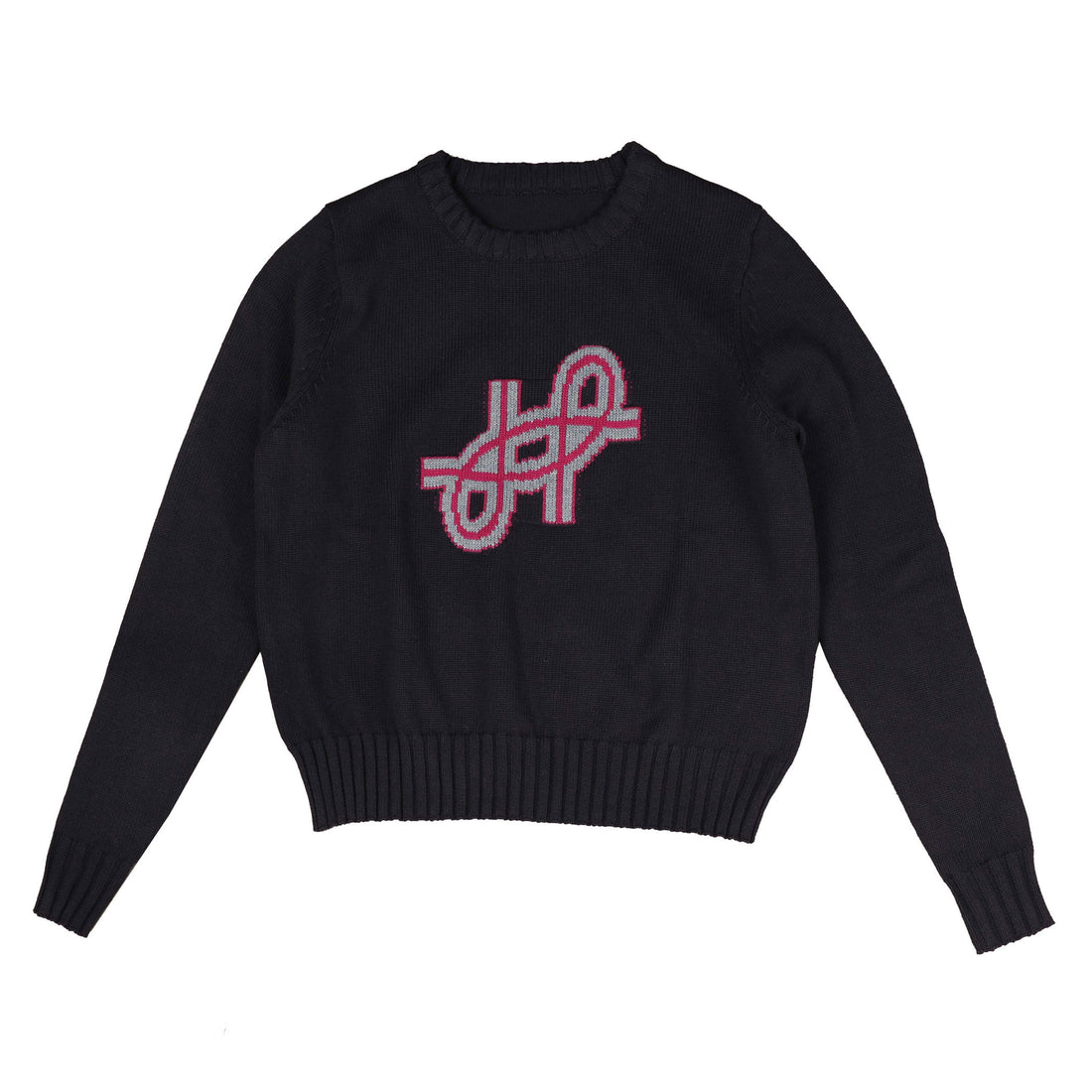 HEV Navy Intarsia H Logo Crew Knit