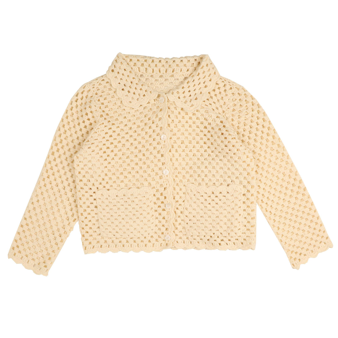 HEV Vanilla Crochet Texture Buttoned Cardigan