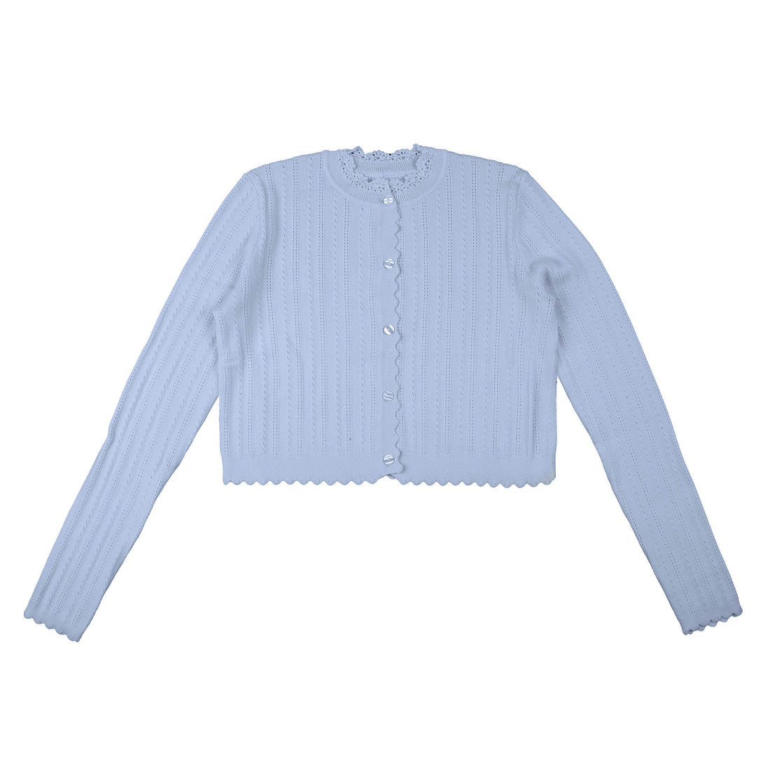 HEV Light Blue Cropped Pointelle Cardigan