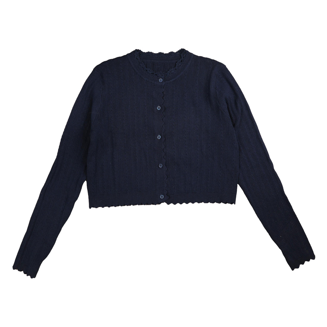 HEV Navy Cropped Pointelle Cardigan