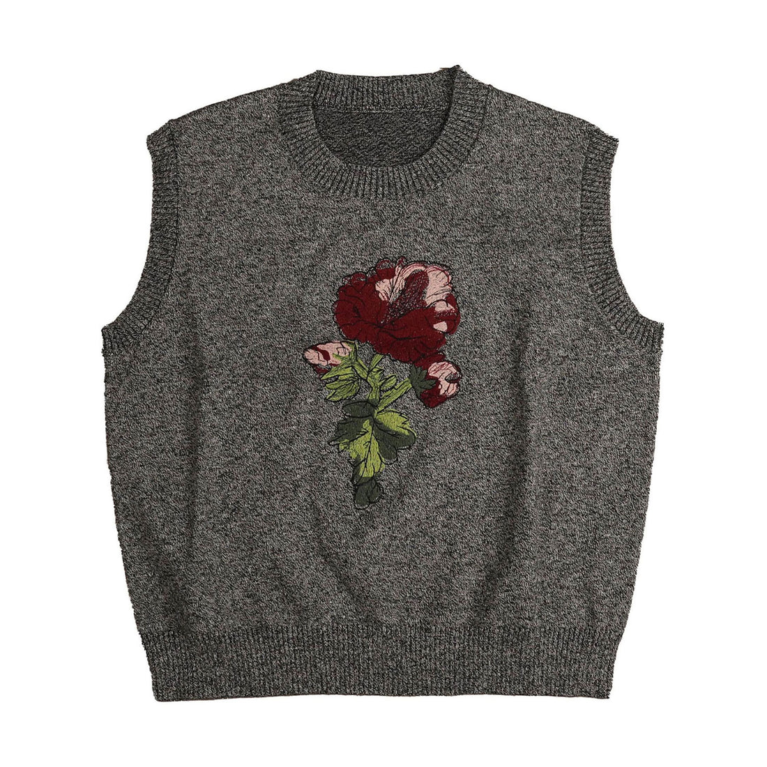 HEV Black Marled Rose Embroidery Vest