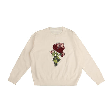  Ivory Rose Embroidery Knit Sweater