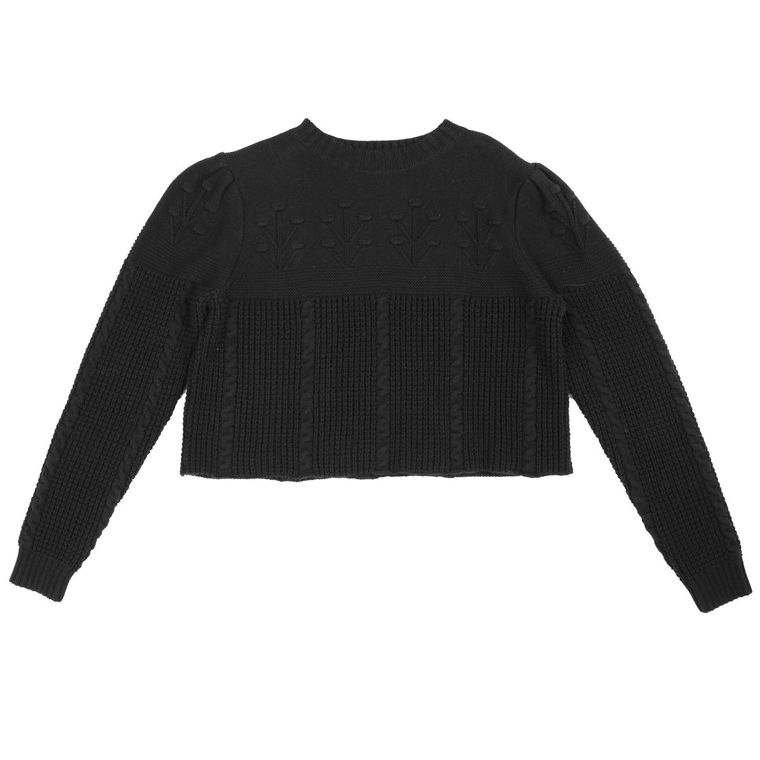 Hev Black Crop Textured Sweater