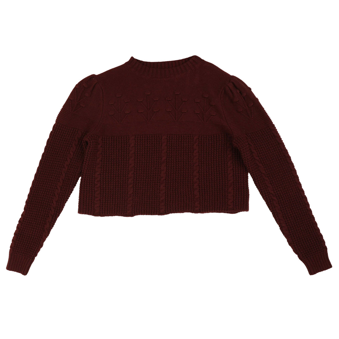 Hev Burgundy Crop Textured Sweater