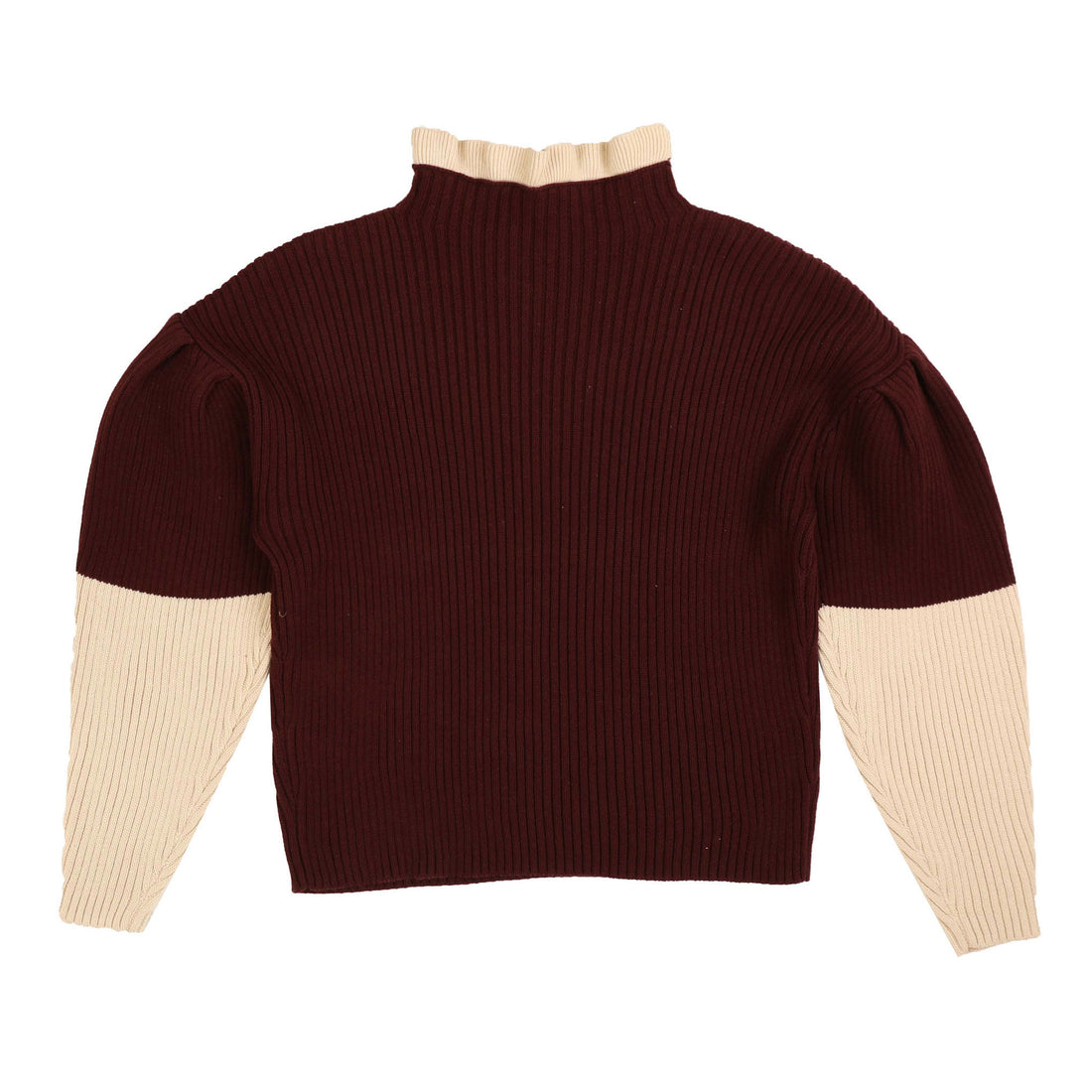 Hev Burgundy Contrast Sleeve Pullover