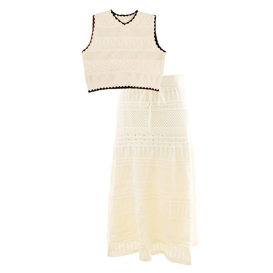 HEV White Knit Vest And Skirt Set