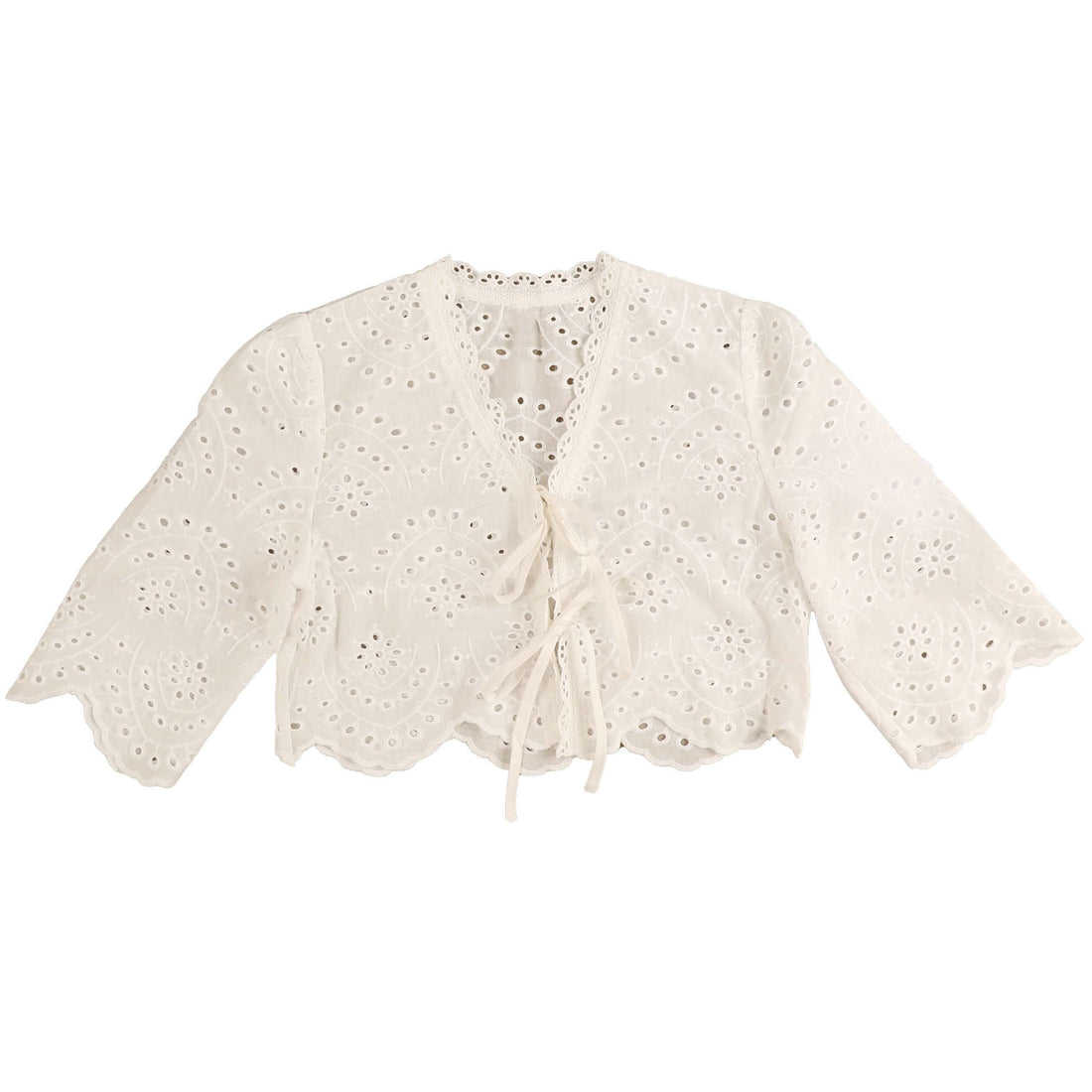 HEV White Eyelet Bolero