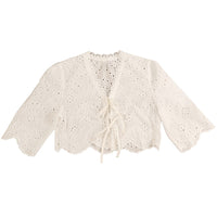 HEV White Eyelet Bolero
