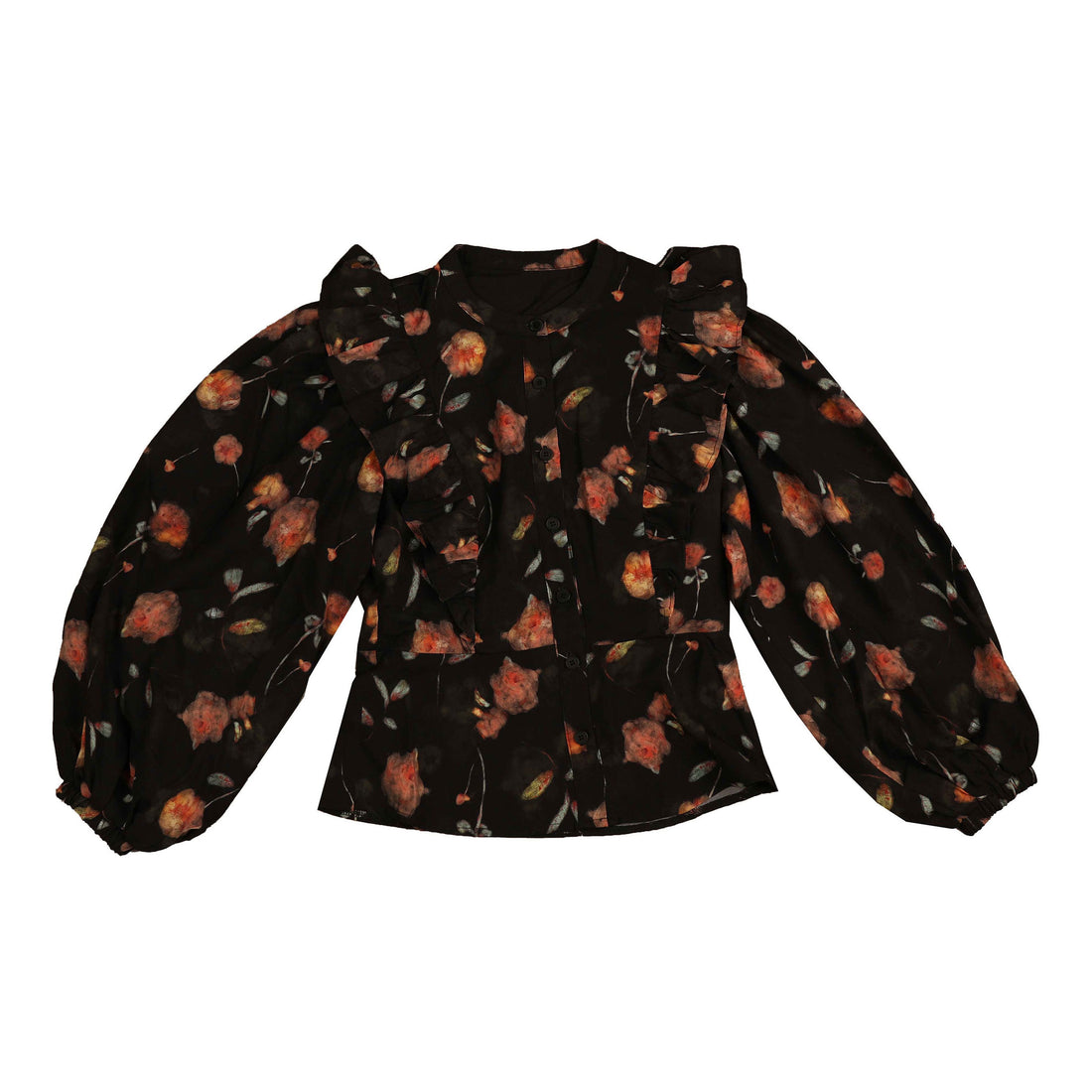 HEV Black Sheer Floral Print Shirt