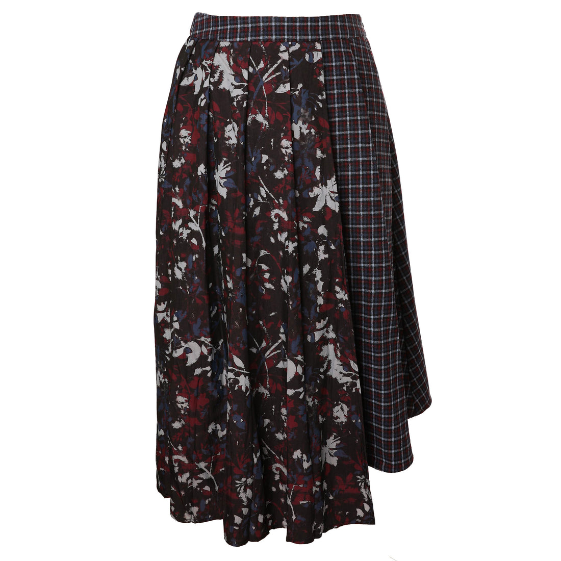 HEV Navy Floral Plaid Skirt