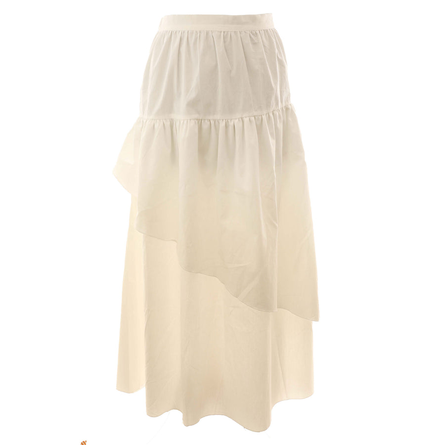 HEV White Assymetrical Tiered Skirt