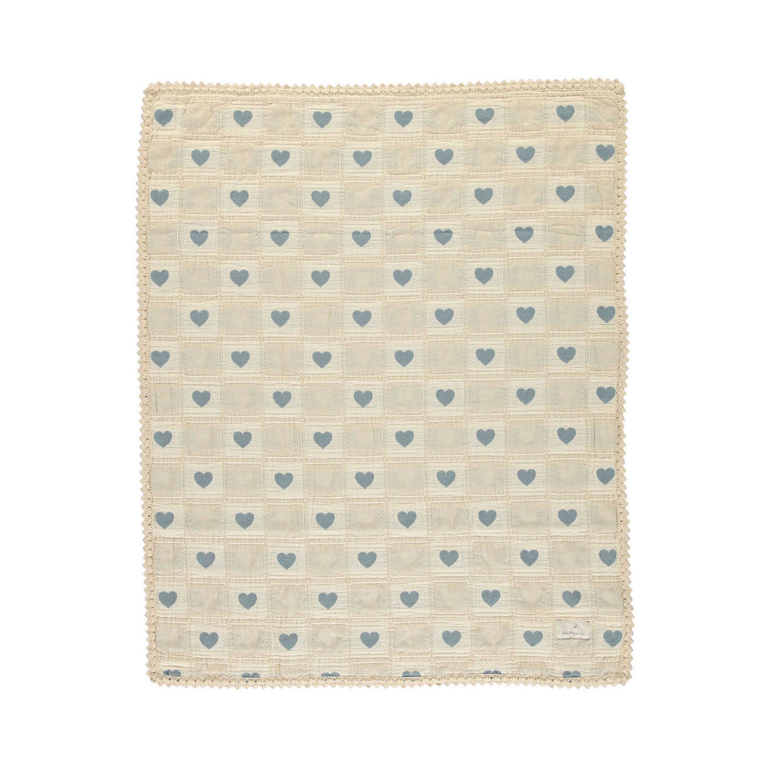 Bebe Organic Blue Patchwork Heart Blanket