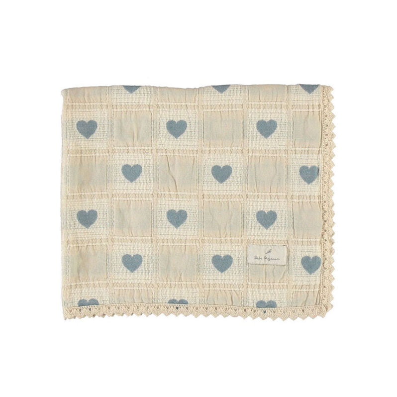 Bebe Organic Blue Patchwork Heart Blanket