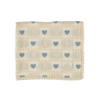 Bebe Organic Blue Patchwork Heart Blanket