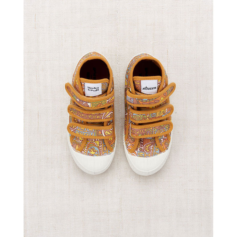 Misha and Puff  Rose Gold Groovy Paisley High Top Velcro Sneaker