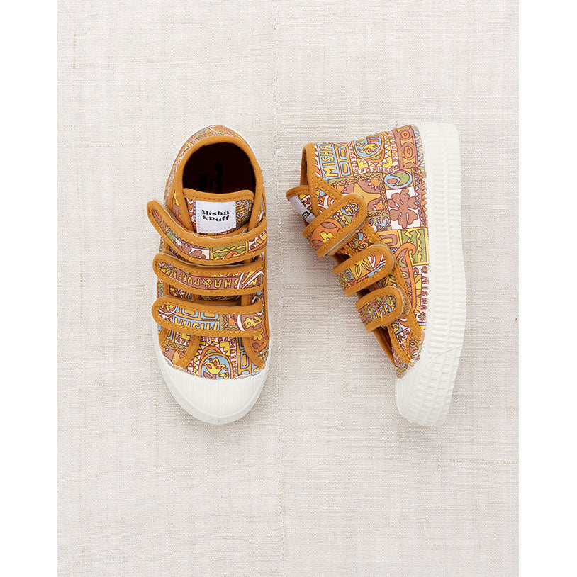 Misha and Puff  Rose Gold Groovy Paisley High Top Velcro Sneaker