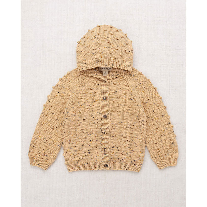 Misha and Puff Camel Confetti Hooded Popcorn Cardigan