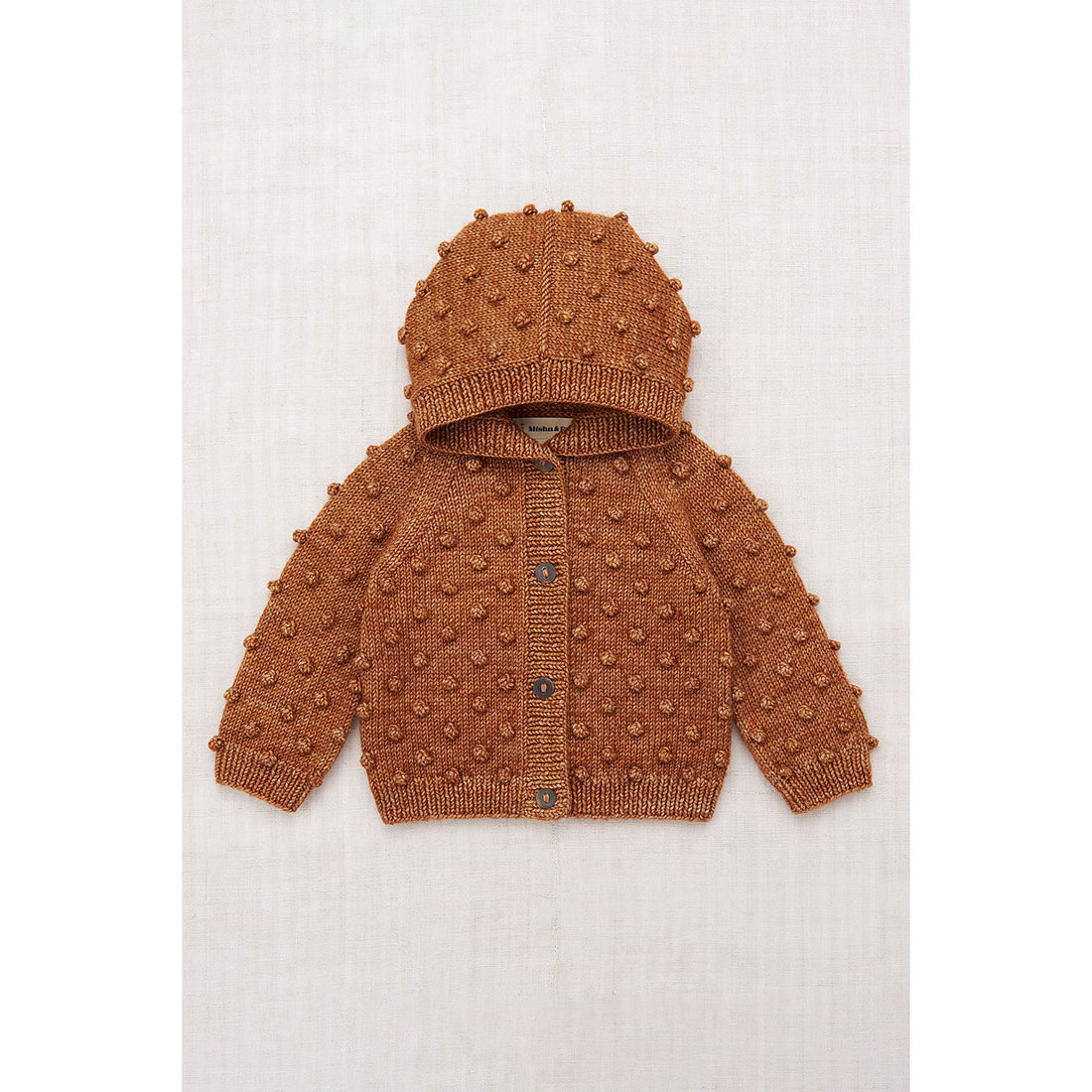 Misha and Puff Rose Gold Hooded Popcorn Cardigan