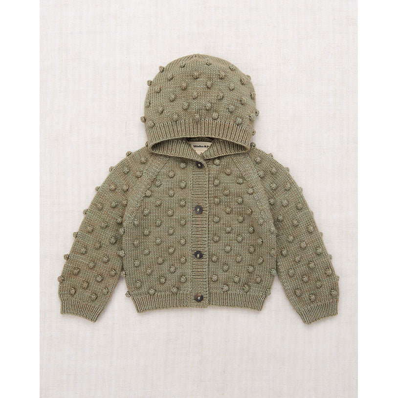 Misha and Puff Seal Gray Hooded Popcorn Cardigan