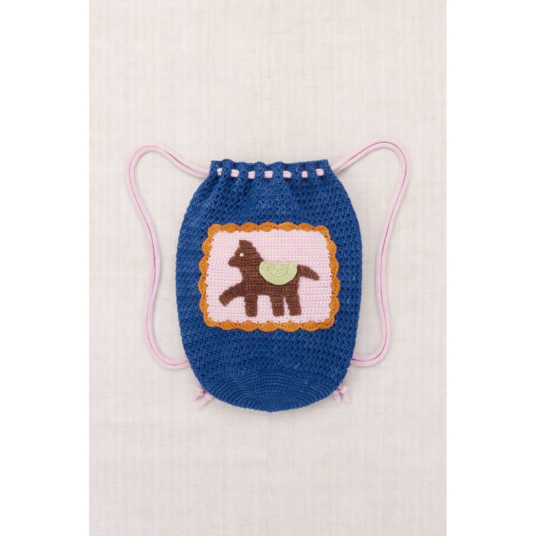 Misha and Puff Blue Ribbon Horse Drawstring Bag