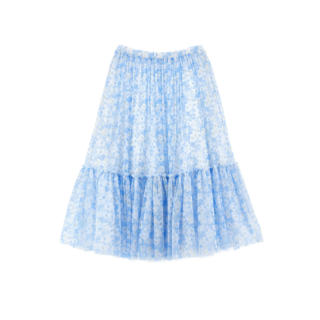 Philosophy White/Blue Printed Tulle Skirt